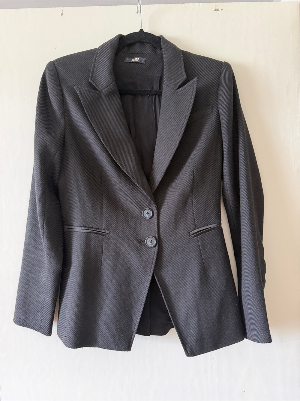 PAIGE Black Textured Tailored Blazer